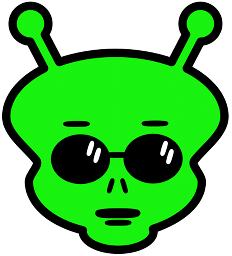 A bright green alien face