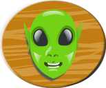 An alien head mounted as a trophy